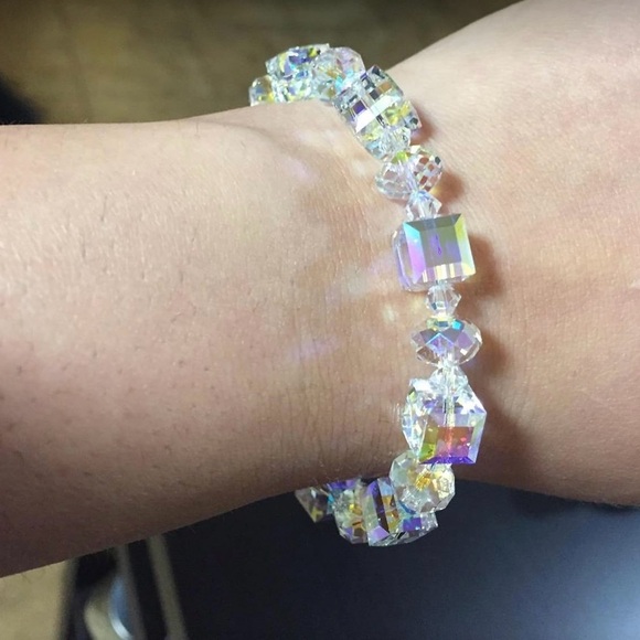 Clear crystal bracelet with sterling silver clasp Swarovski style - Picture 4 of 4
